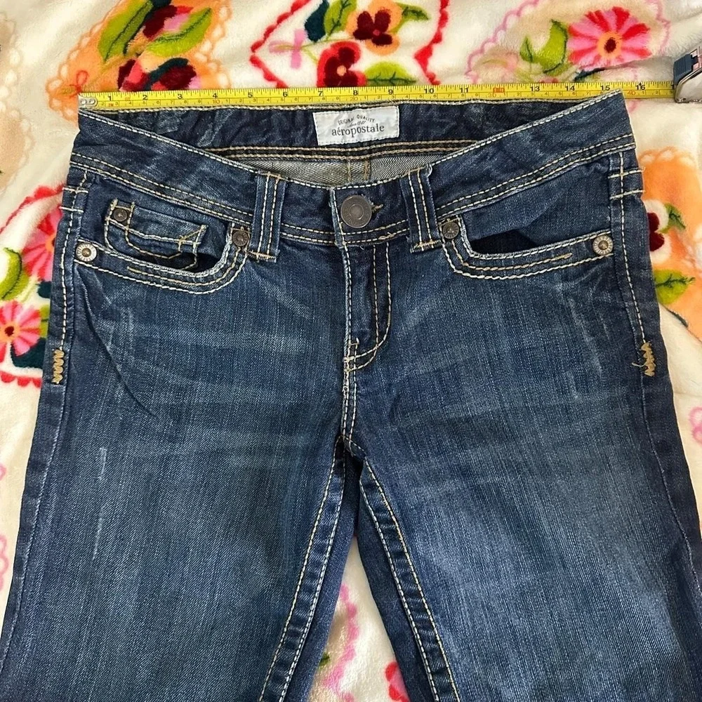 Women's Y2K Vintage Aeropostale Long Biker Shorts Capri Denim Size 5/6